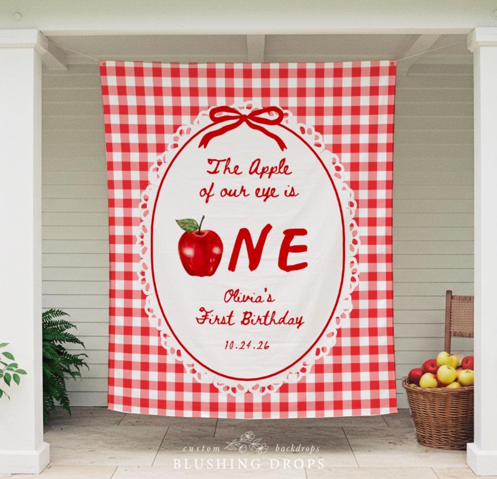 Apple Themed 1st Birthday Party Banner