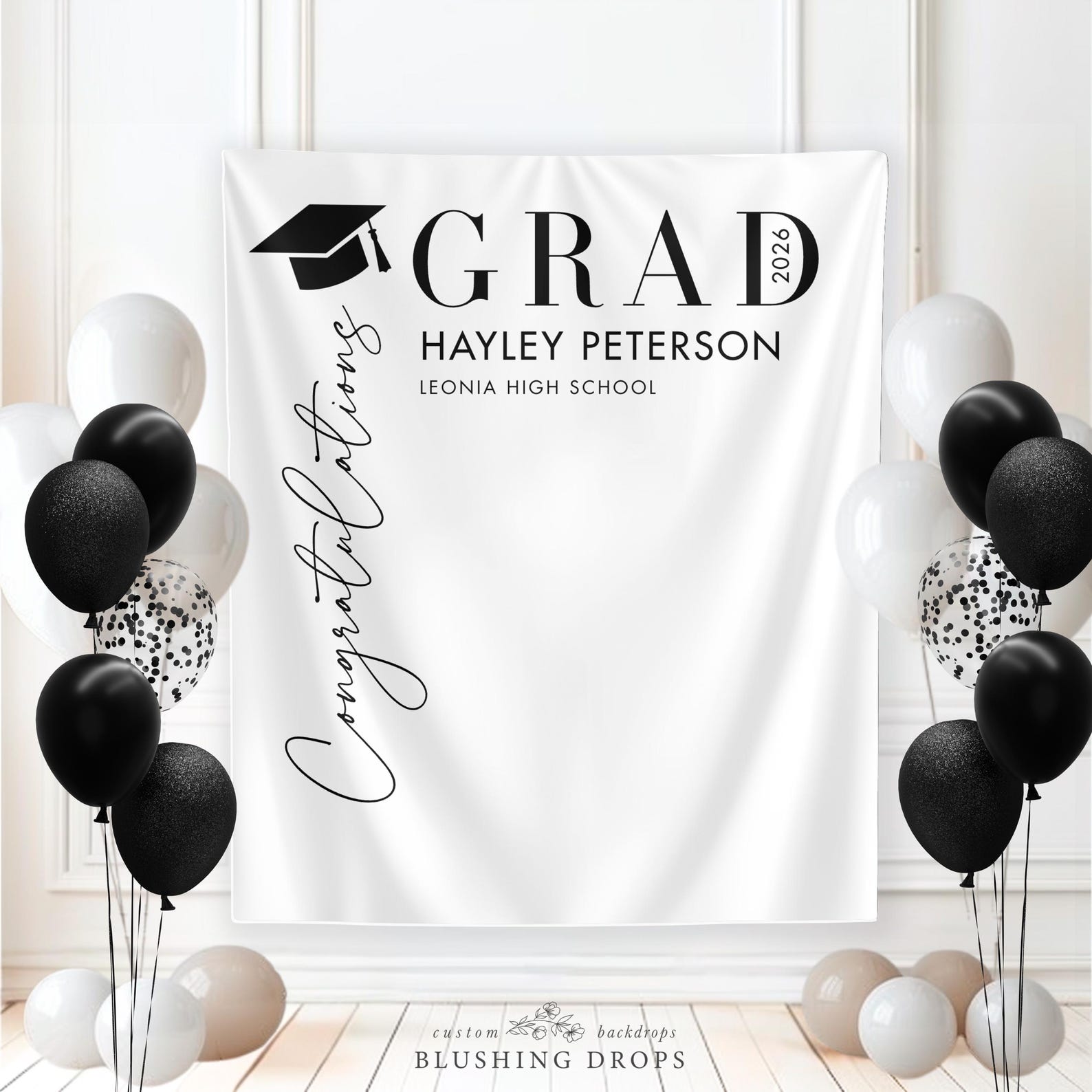 Congrats Grad Modern Graduation Party Backdrop