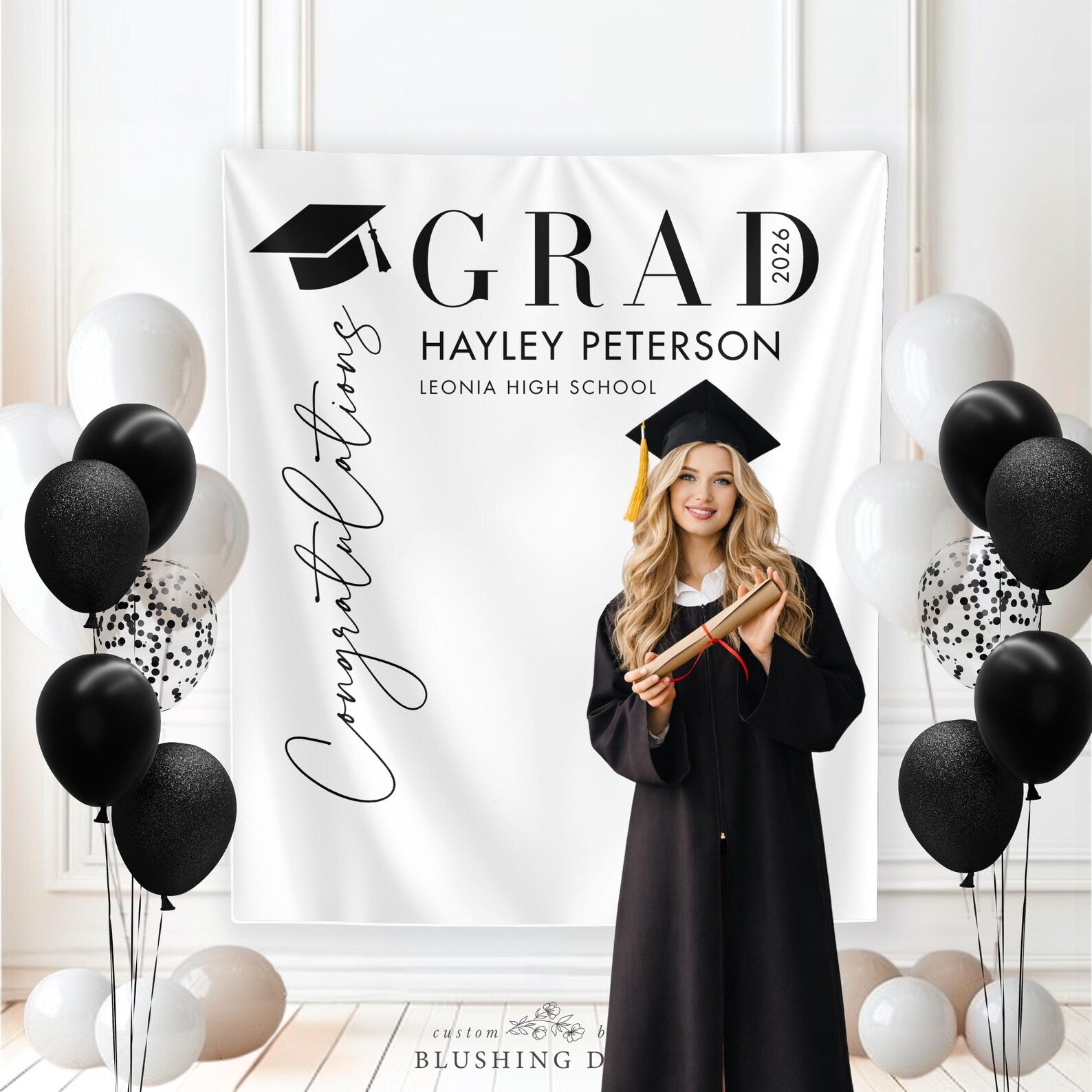 Congrats Grad Modern Graduation Party Backdrop
