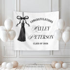She Did It Black Tassel Graduation Party Banner