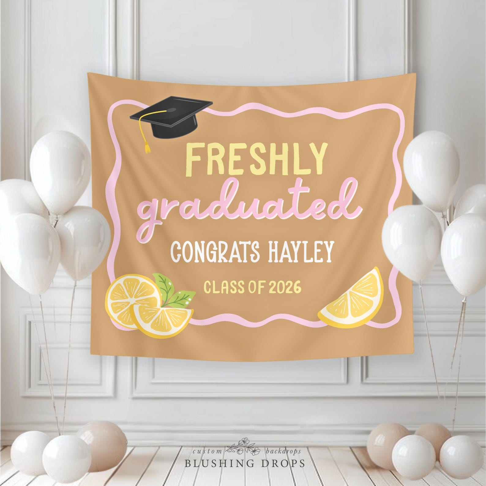Freshly Graduated Banner Graduation Party Sign