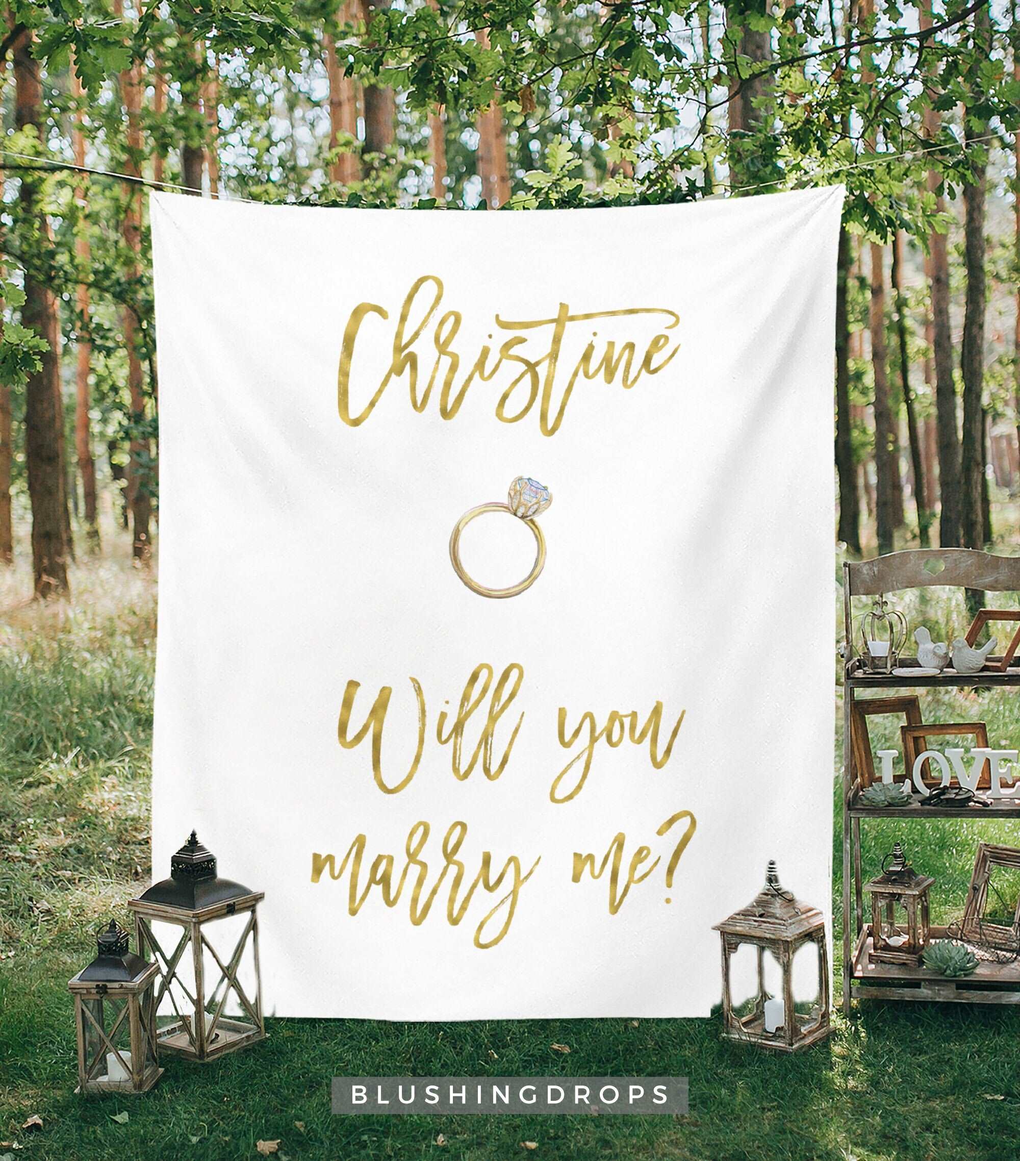 Will You Marry Me Banner, Wedding Proposal Idea, Will You Marry Me Sign, Engaged Photo Prop, Proposal Decorations, Engagement Surprise
