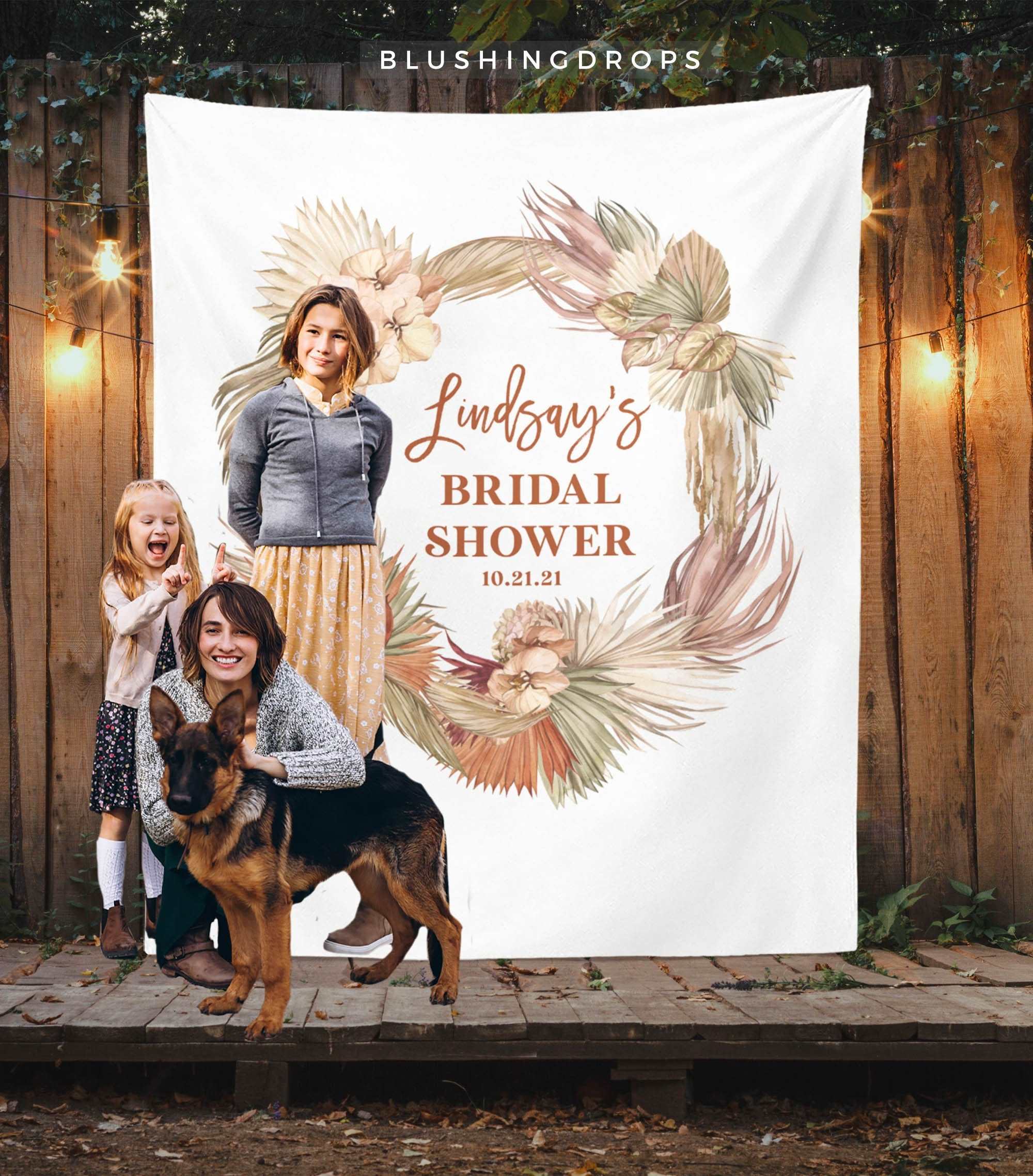 Boho Bridal Shower Banner, Bridal Backdrop, Bridal Shower Decorations and Ideas, Pampas Grass Bridal Shower, Terracotta Bridal Shower Decor