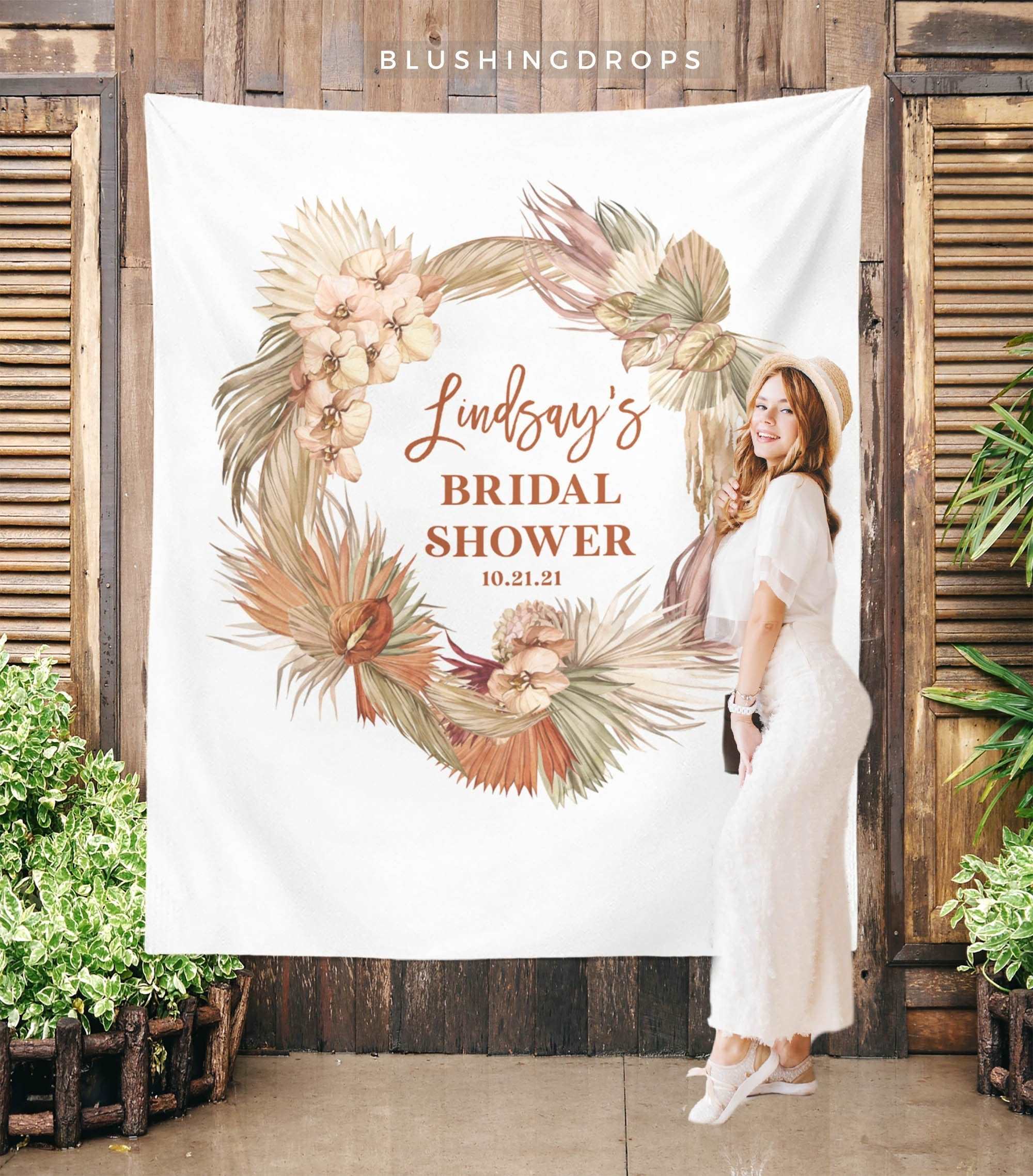 Boho Bridal Shower Banner, Bridal Backdrop, Bridal Shower Decorations and Ideas, Pampas Grass Bridal Shower, Terracotta Bridal Shower Decor