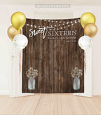 Rustic Sweet 16 Backdrop, Sweet 16 Decoration for Girl, Sweet Sixteen Backdrop, 16th Birthday Banner, Sweet 16 Banner, Sweet 16 Party Decor