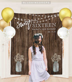 Rustic Sweet 16 Backdrop, Sweet 16 Decoration for Girl, Sweet Sixteen Backdrop, 16th Birthday Banner, Sweet 16 Banner, Sweet 16 Party Decor