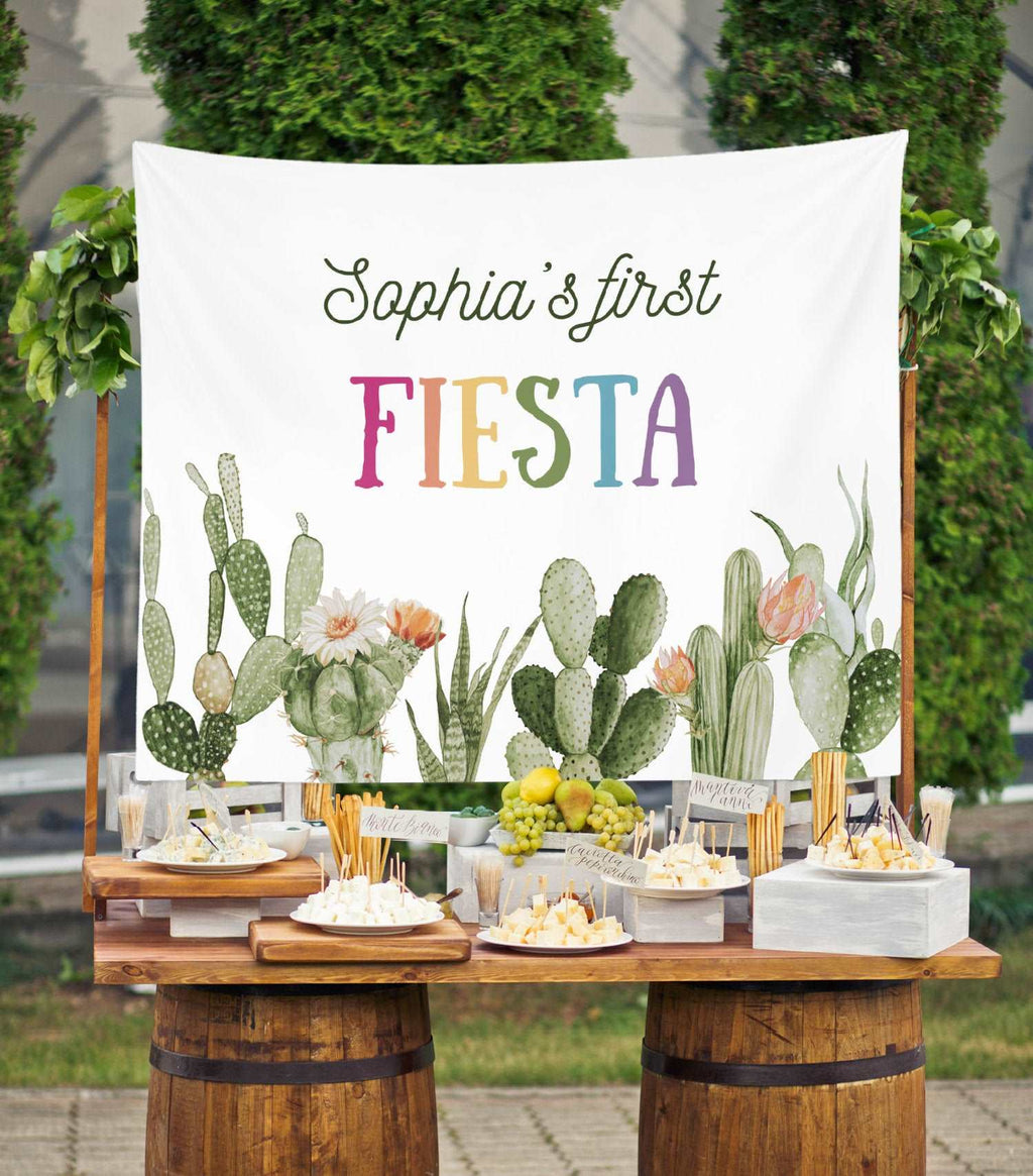 First Fiesta Birthday Decor, Mexican 1st Birthday Banner, First Fiesta Backdrop, Cactus Fiesta Birthday Banner,