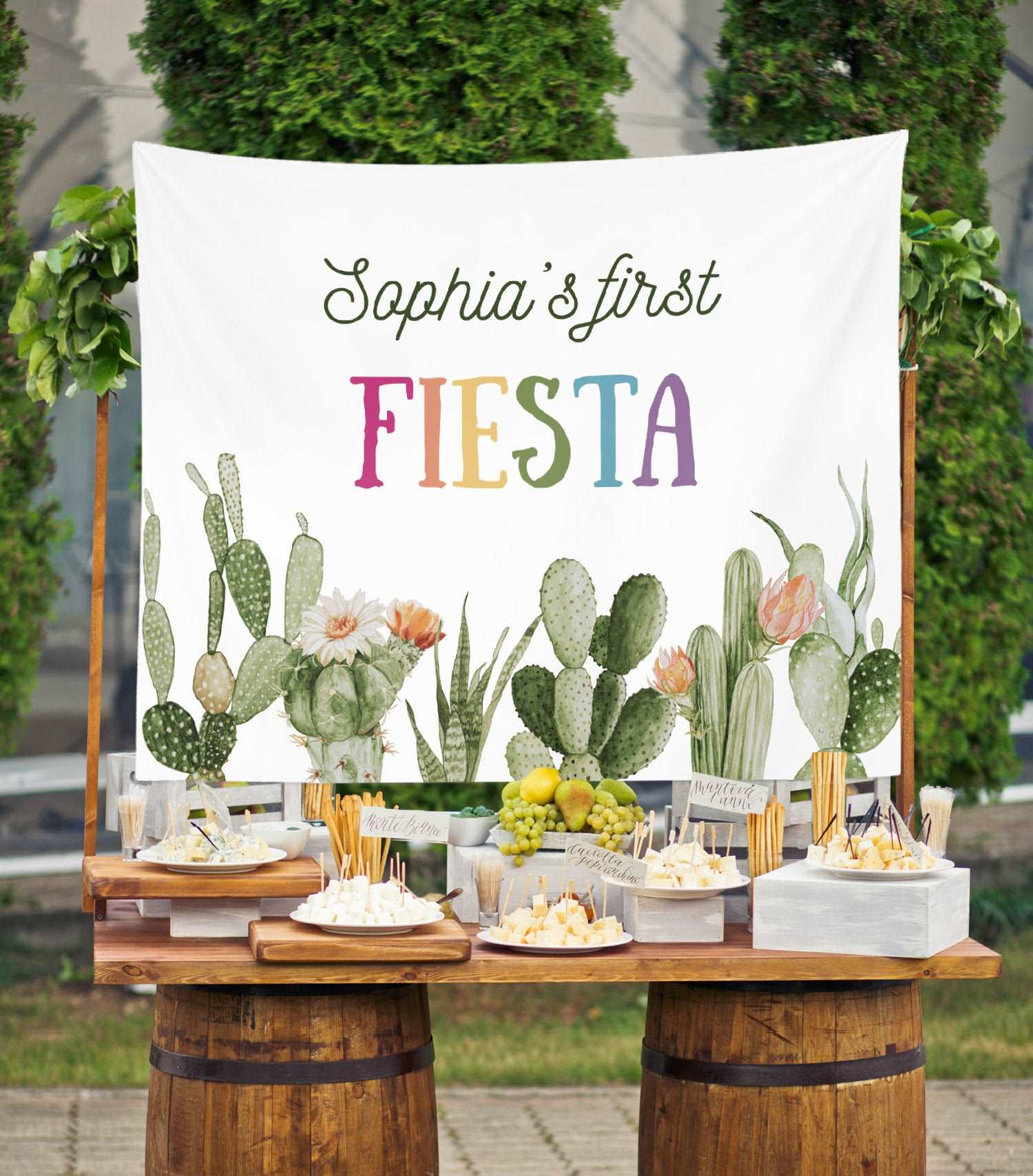 First Fiesta Birthday Decor, Mexican 1st Birthday Banner, First Fiesta Backdrop, Cactus Fiesta Birthday Banner,