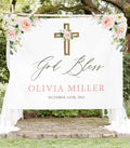 Girl Baptism Banner, Baptism Decorations for Table, Floral Baptism Sign, Christening Banner, Baby Girl Baptism Backdrop, Mi Bautizo Banner