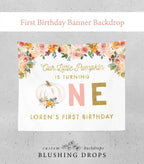 Our Little Pumpkin Is One Backdrop, Pumpkin Backdrop, Pumpkin First Birthday Backdrop, Pumpkin Birthday Banner, 1st Birthday Girl Decoration