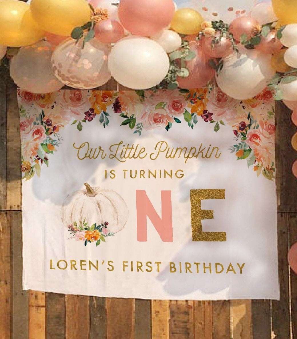 Our Little Pumpkin Is One Backdrop, Pumpkin Backdrop, Pumpkin First Birthday Backdrop, Pumpkin Birthday Banner, 1st Birthday Girl Decoration