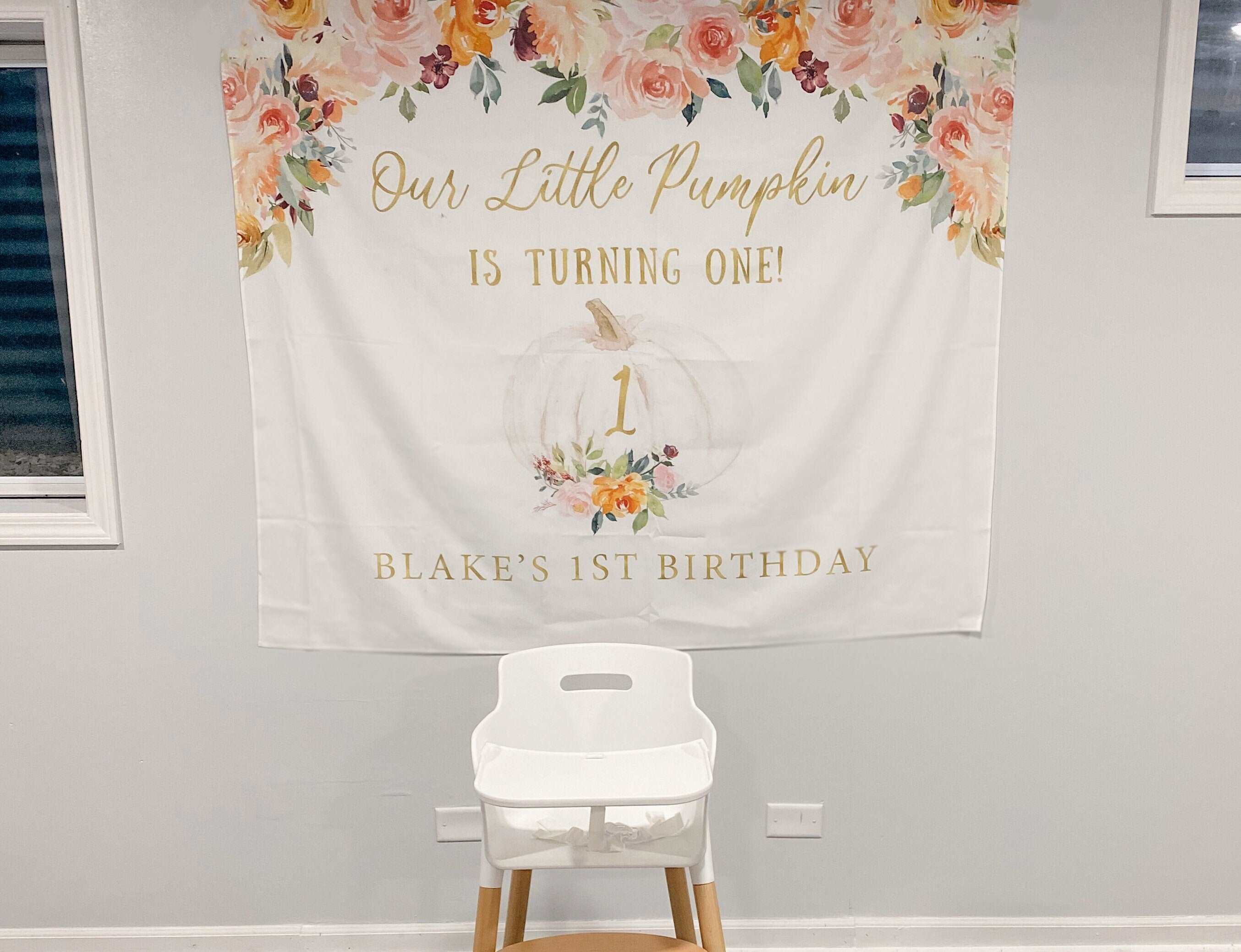 Our Little Pumpkin Is Turning One Backdrop, Pumpkin Birthday, White Pumpkin Banner, 1st Birthday Pumpkin, Pumpkin Is One, Fall Birthday Girl