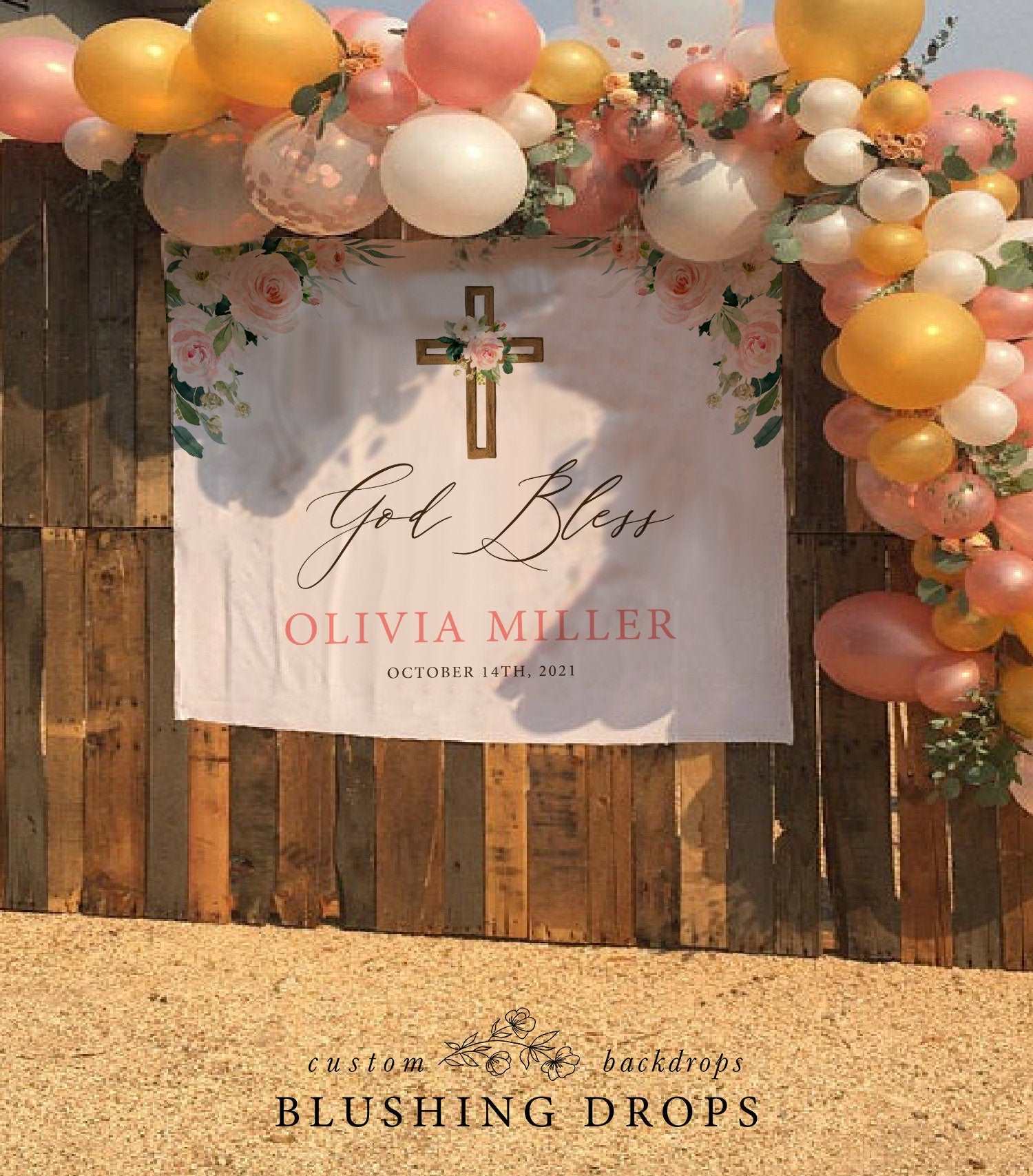 Girl Baptism Banner, Baptism Decorations for Table, Floral Baptism Sign, Christening Banner, Baby Girl Baptism Backdrop, Mi Bautizo Banner