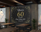 60th Birthday Backdrop, Happy 60th Birthday Backdrop, Cheers to 60th Backdrop, Black and Gold Birthday, 60th Birthday Party Decorations