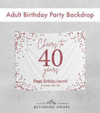 Rose Gold 40th Birthday Party Backdrop, Birthday Party Decorations for Women, Cheers To 40 Years, Happy 40th Birthday Banner, Hello Forty