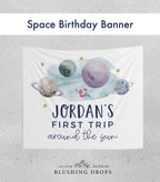 Outer Space First Birthday Backdrop, First Trip Around The Sun Banner, Space Birthday Decorations, Space Backdrop, 1st Birthday Boy, Galaxy