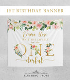 First Birthday Backdrop, Isn't She Onederful Birthday, Floral 1st Birthday Decorations Girl, 1st Birthday Banner, Onederful Banner