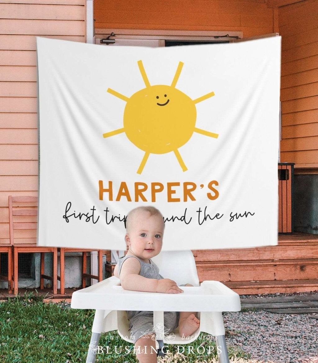 First Trip Around The Sun Birthday Backdrop, Sunshine Birthday Decorations, Boho Sun Birthday Banner, Little Sunshine Girl Birthday Decor