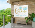 Over The Moon Backdrop, Over The Moon Baby Shower Decorations, Moon And Stars Baby Shower, Baby Shower Backdrop, Over The Moon Banner