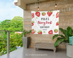 Strawberry Birthday Banner, Berry First Birthday Decorations, Girl First Birthday, Strawberry Backdrop, Berry Sweet Birthday Party Sign