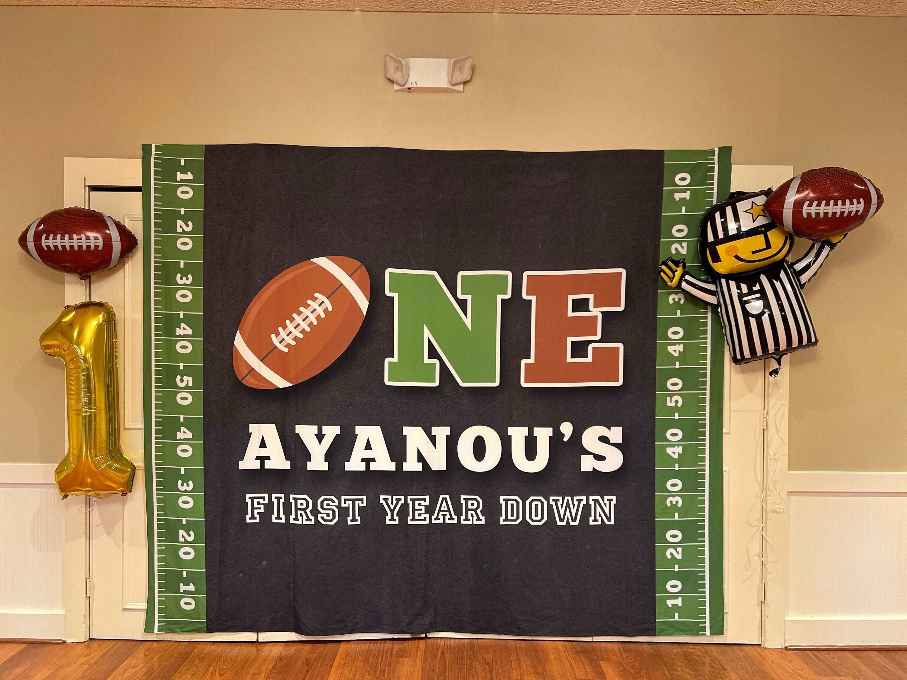 Football First Birthday Decorations, Football Birthday Backdrop, First Year Down Banner, Football Party Decor, Boy Birthday Party, Sport