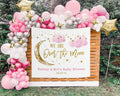 Over The Moon Baby Shower Decorations, Moon and Stars Baby Shower, Over The Moon Banner, Pink Clouds Baby Shower Backdrop, Girl Baby Shower