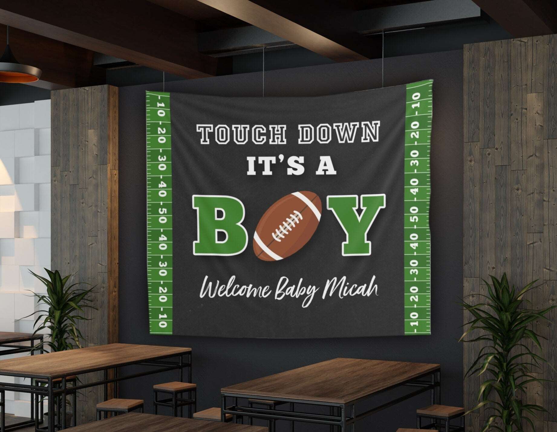 Football Baby Shower Backdrop, Boy Baby Shower Ideas, Sport Baby Shower Banner, Dad Baby Shower, Football Party Decorations, Little Rookie
