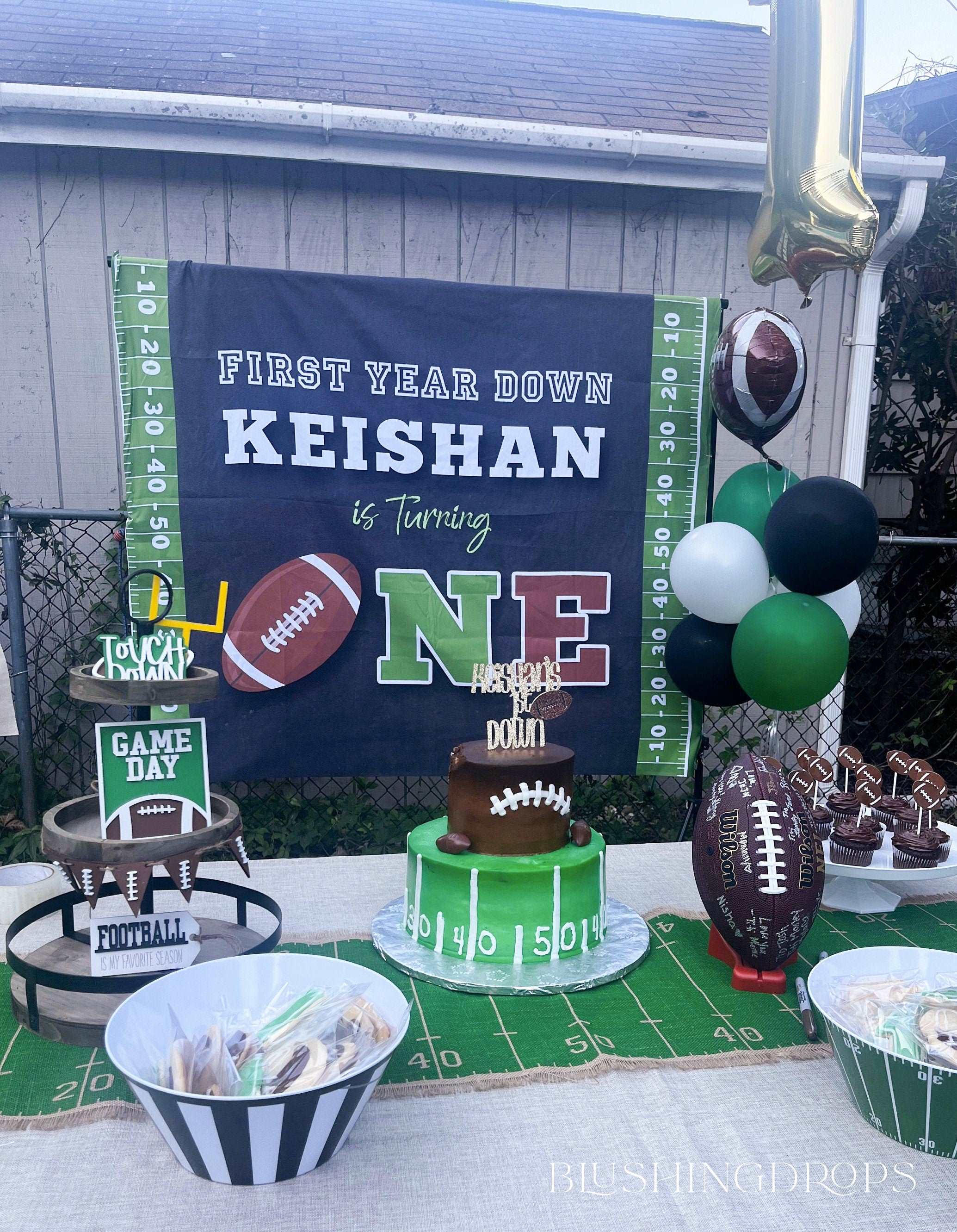Football First Birthday Decorations, Football Birthday Backdrop, First Year Down Banner, Football Party Decor, Boy Birthday Party, Sport