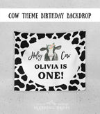 Cow 1st Birthday Party Backdrop, Girl 1st Birthday Banner, Holy Cow I'm One, Cow Print, Cow Themed Party Decorations, Cow Backdrop