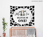 Cow 1st Birthday Party Backdrop, Girl 1st Birthday Banner, Holy Cow I'm One, Cow Print, Cow Themed Party Decorations, Cow Backdrop