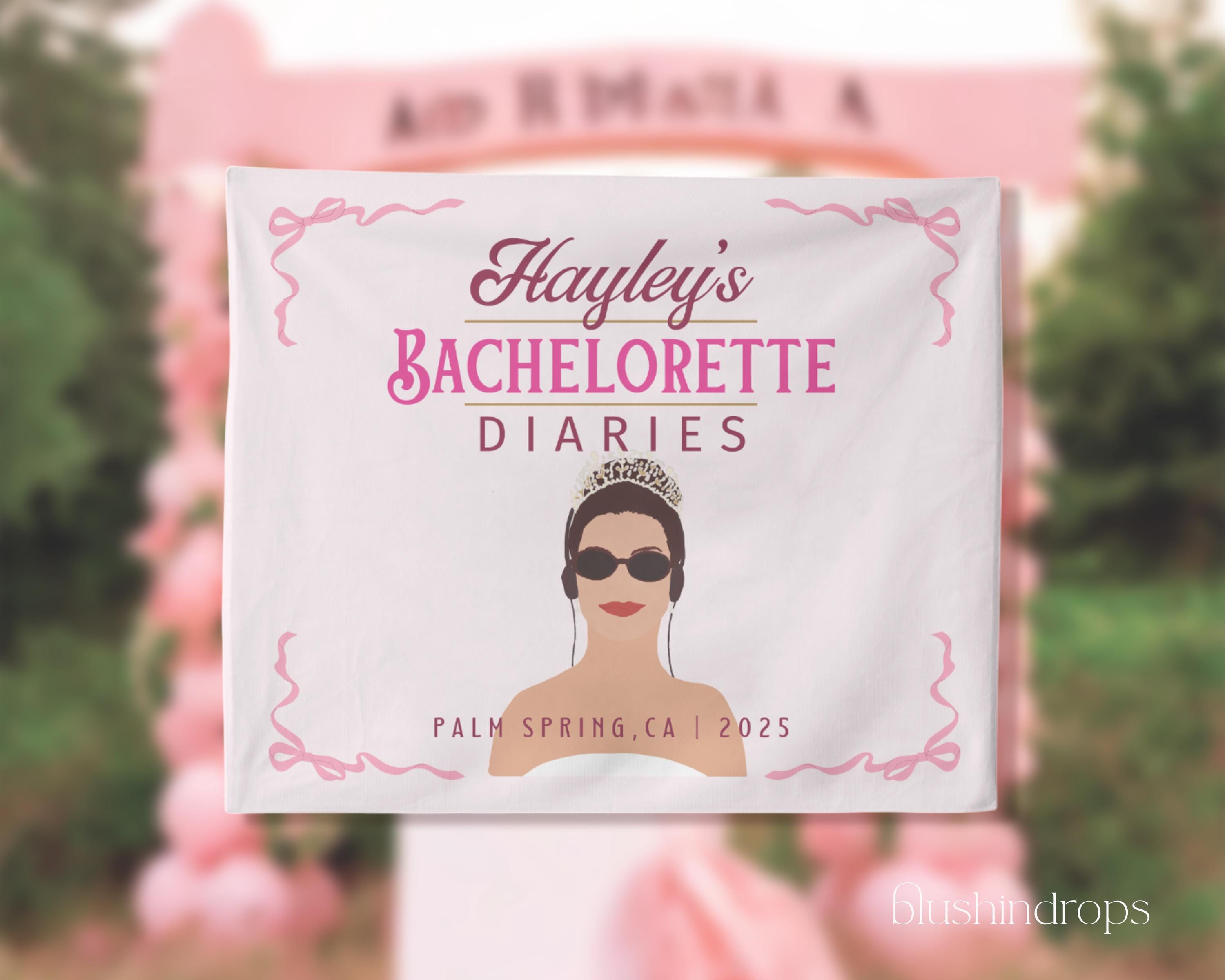 Personalized Princess Themed Bachelorette Backdrop, Diaries Bachelorette Party Decor, Princess of Genovia Banner, Royal, Genovia Bach Party