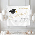 Class of 2026 Backdrop, Congrats Grad Banner, Personalized Graduation Backdrop, Black and Gold Grad Party Decorations, Custom Banner