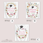Wildflower Graduation Banner, Class of 2026 Sign, Custom Graduation Banner Fabric, Floral Graduation Party Backdrop, Congrats Grad Backdrop