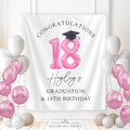 Graduation & 18th Birthday Backdrop, Pink Birthday Graduation Banner, Personalized Graduation Photo Backdrop, Graduation Decorations 2026