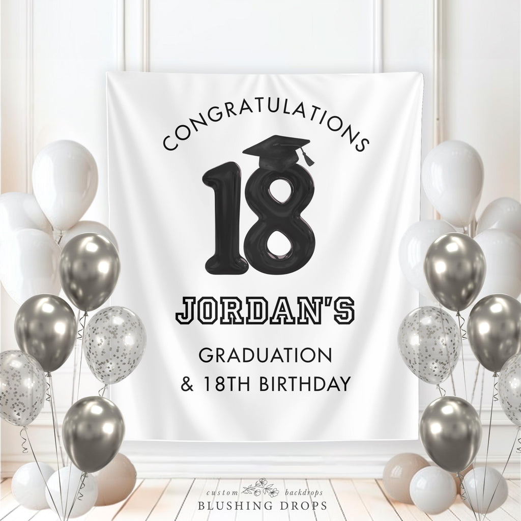 Graduation & 18th Birthday Backdrop, Boy Birthday Graduation Banner, Personalized Graduation Photo Backdrop, Graduation Decorations 2026