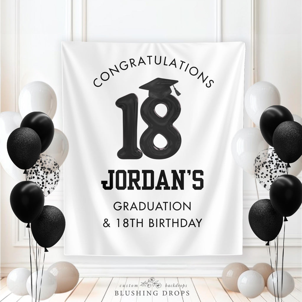 Graduation & 18th Birthday Backdrop, Boy Birthday Graduation Banner, Personalized Graduation Photo Backdrop, Graduation Decorations 2026