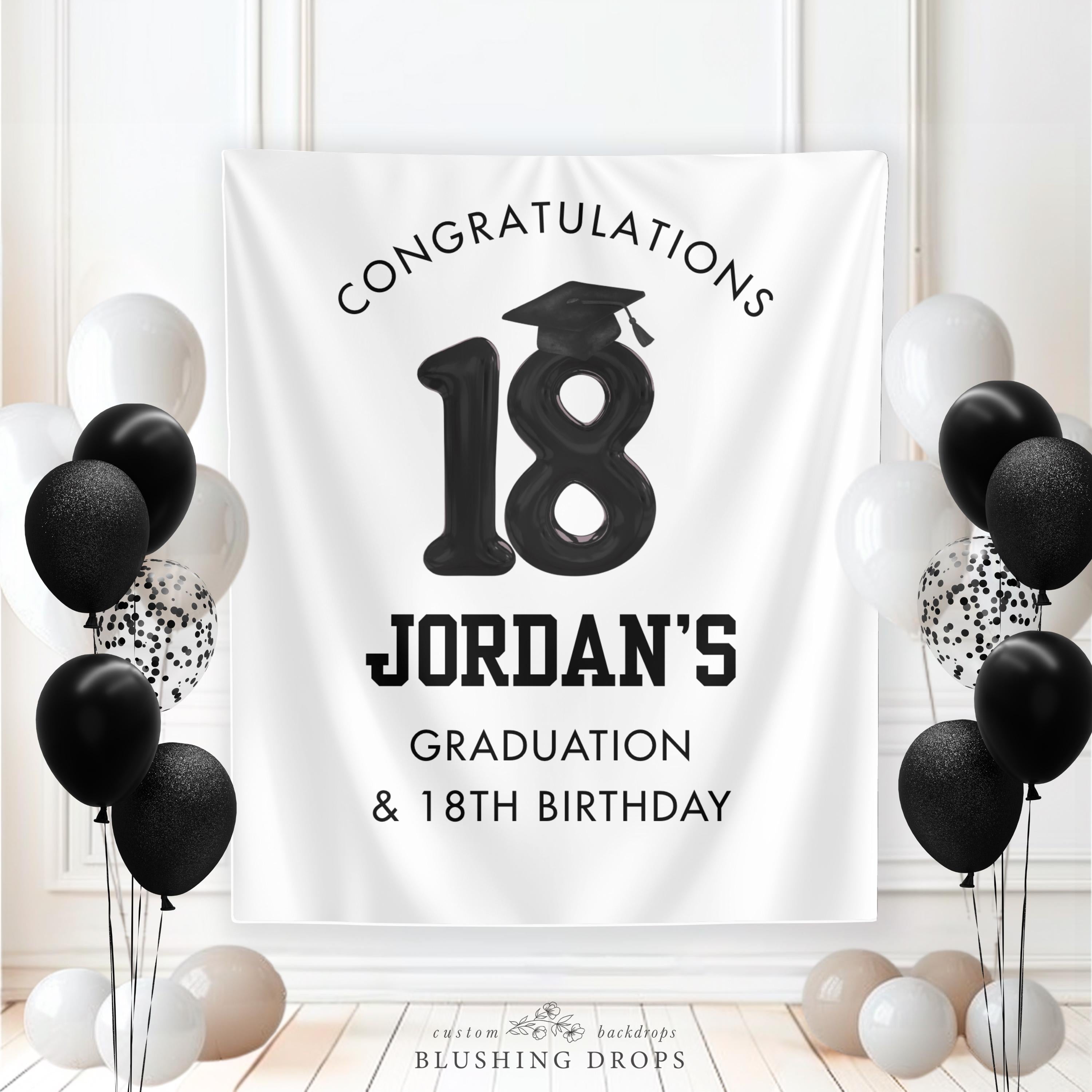 Graduation & 18th Birthday Backdrop, Boy Birthday Graduation Banner, Personalized Graduation Photo Backdrop, Graduation Decorations 2026