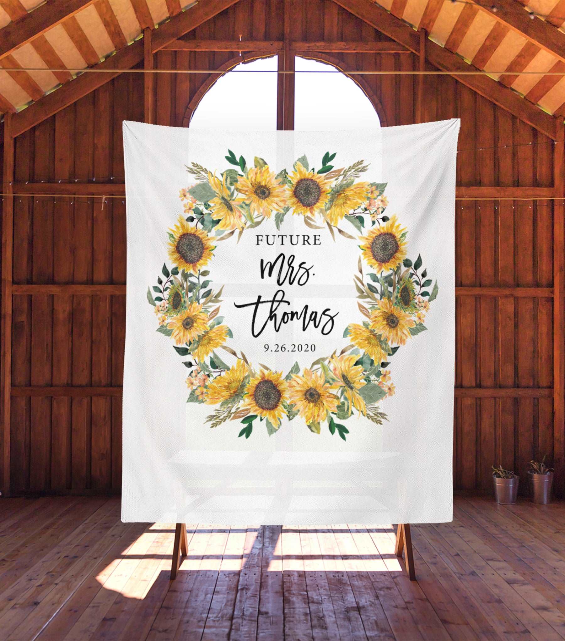 Sunflower Bridal Shower Photo Backdrop Design - Blushing Drops