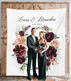 Elegant Burgundy Wedding Photo Booth Backdrop - Blushing Drops