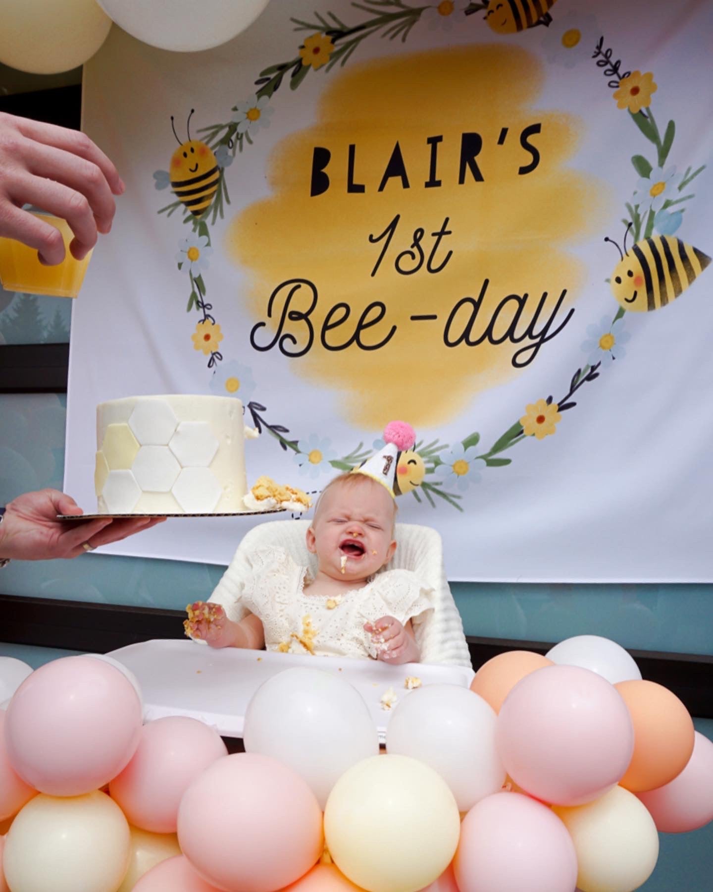 Bee Day Party Backdrop | Bumble Bee Birthday Banner