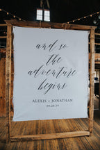 and so the adventure begins sign wedding
