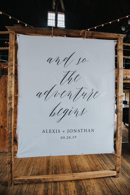 and so the adventure begins sign wedding