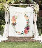 Fall Floral Wedding Photo Booth Backdrop Ideas - Blushing Drops