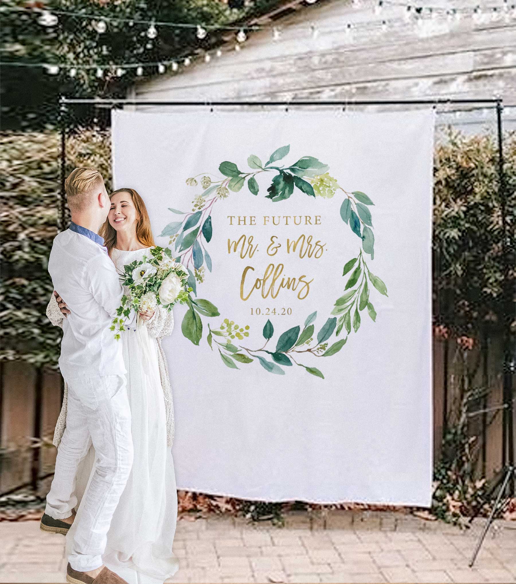 Couples Shower Backdrop, Couples Wedding Shower Ideas - Blushing Drops