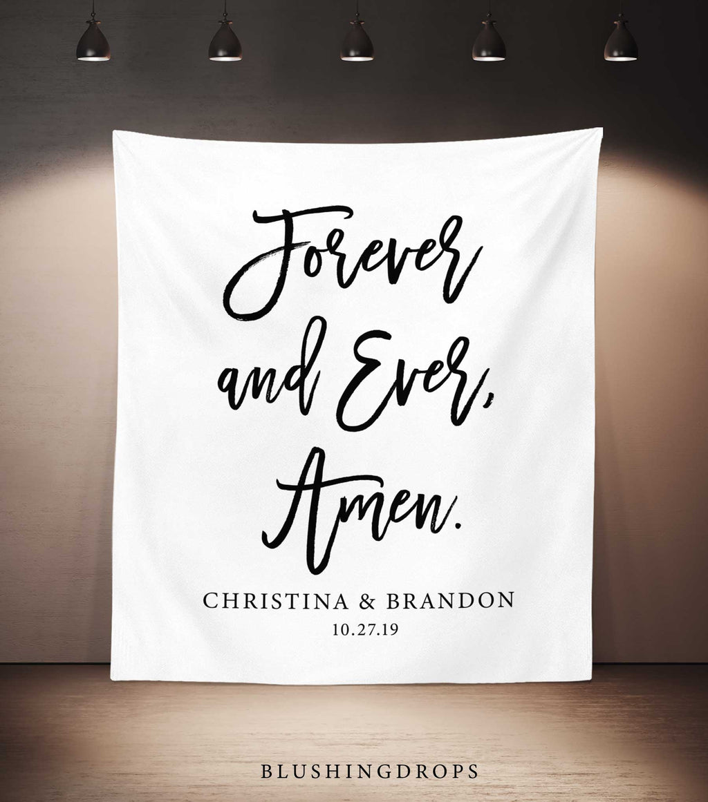 forever and ever amen sign, wedding quote banner, personalized wedding banner