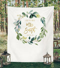 Greenery Wreath Future Mrs Backdrop Design - Blushing Drops