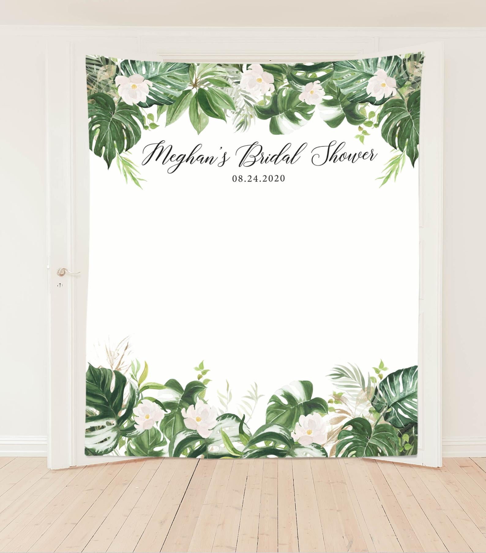 Bridal Shower Backdrop Greenery, Bridal Party Decor, Tropical Bridal Shower Sign, Wedding Shower Backdrop, Summer Bridal Shower Backdrop
