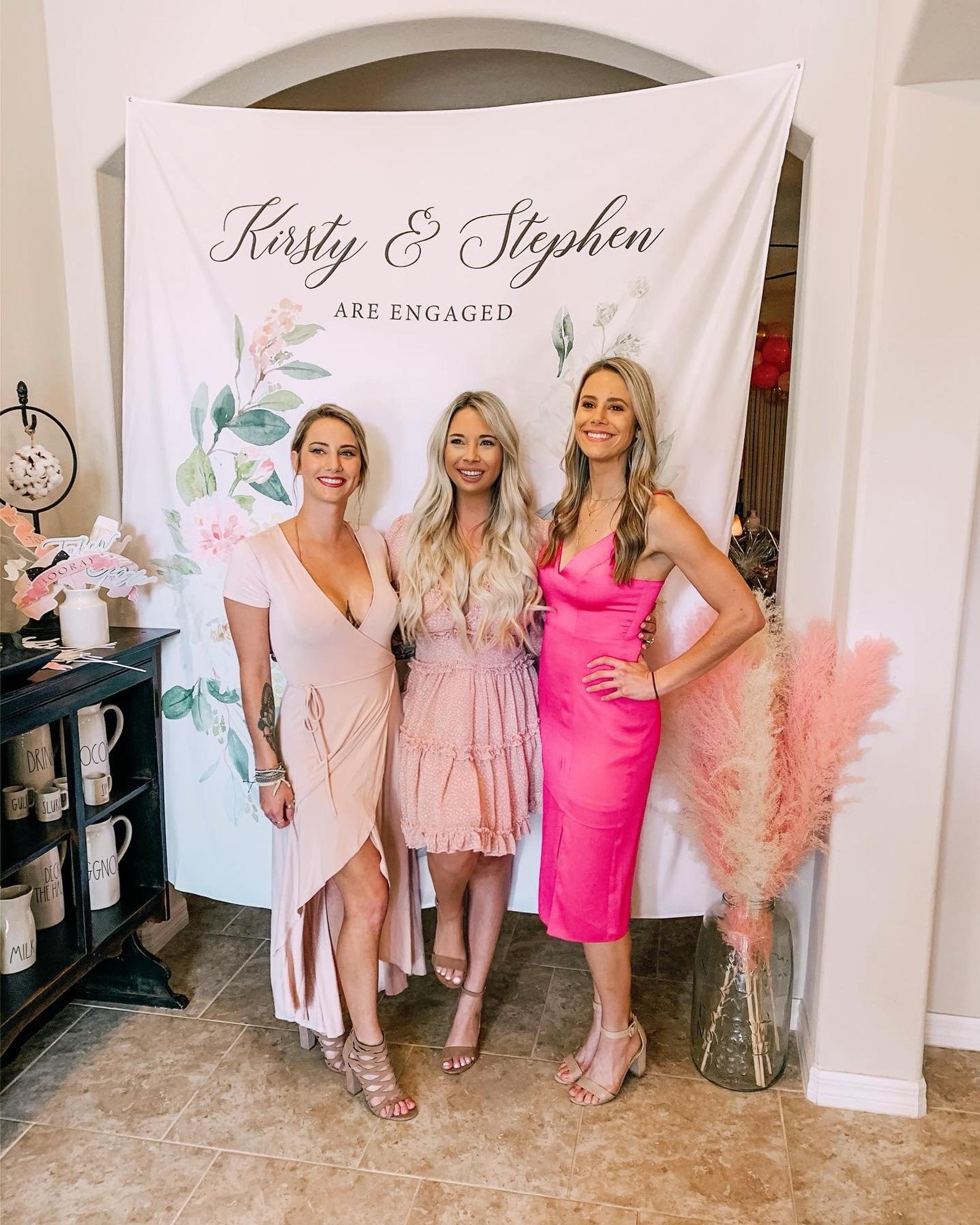 We're Engaged Banner | Floral Engagement Party Backdrop