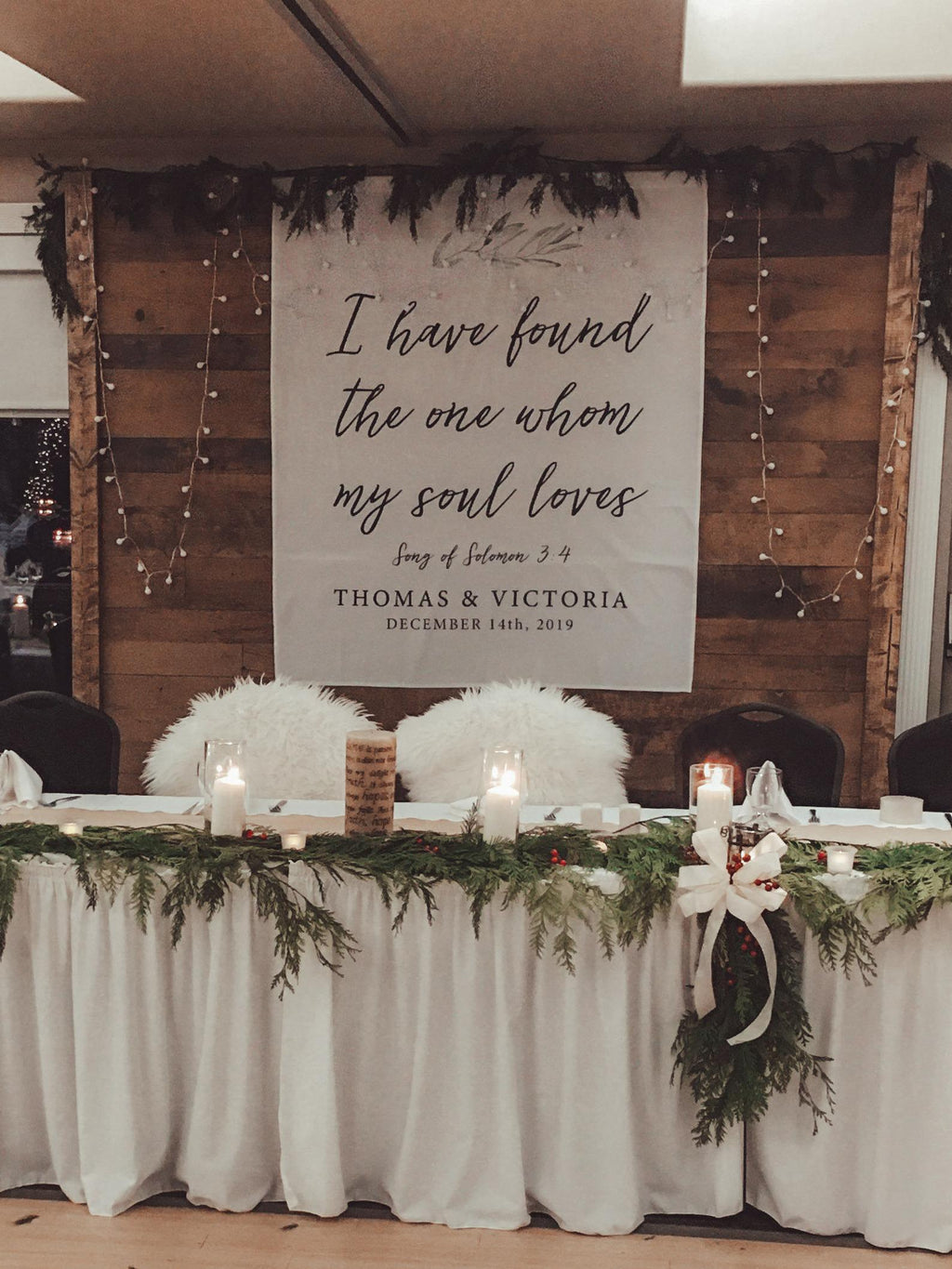 Wedding Table Backdrop, Christian Wedding Decorations, I Have Found The One Whom My Soul Loves Backdrop, Song of Solomon 3:4 Sign