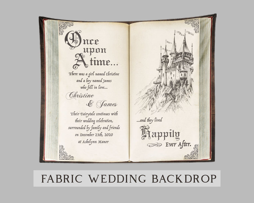 giant book backdrop, fairytale book wedding backdrop ideas